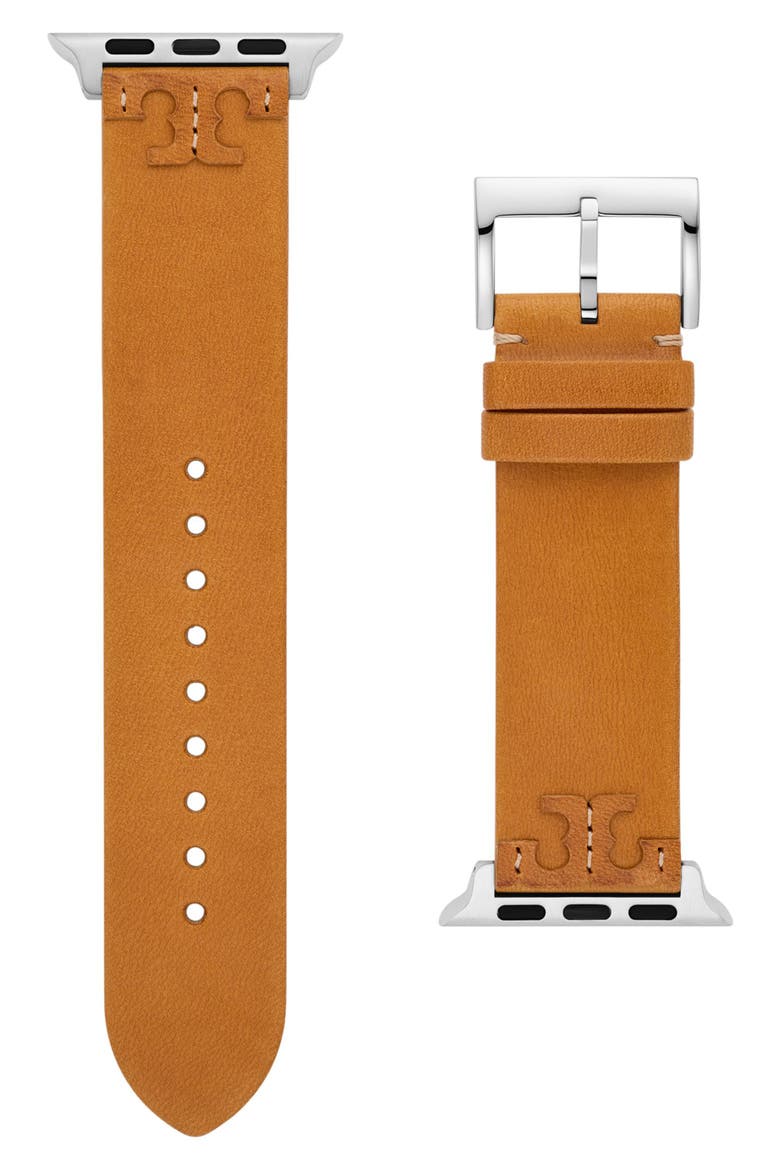 The McGraw Leather 20mm Apple Watch® Watchband, Main, color, BROWN