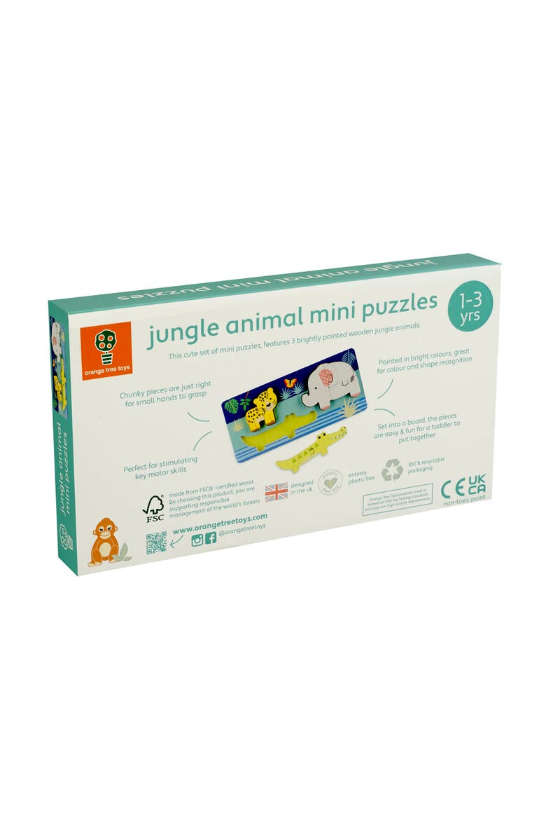 Jungle Animals Mini Puzzles, 8 Wooden Pieces, Kids Ages 1+, Alternate, color, Multicolored