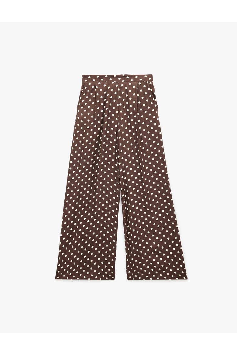 Flowy Wide Leg Baggy Polka Dot Pants, Alternate, color, BROWN DESIGN