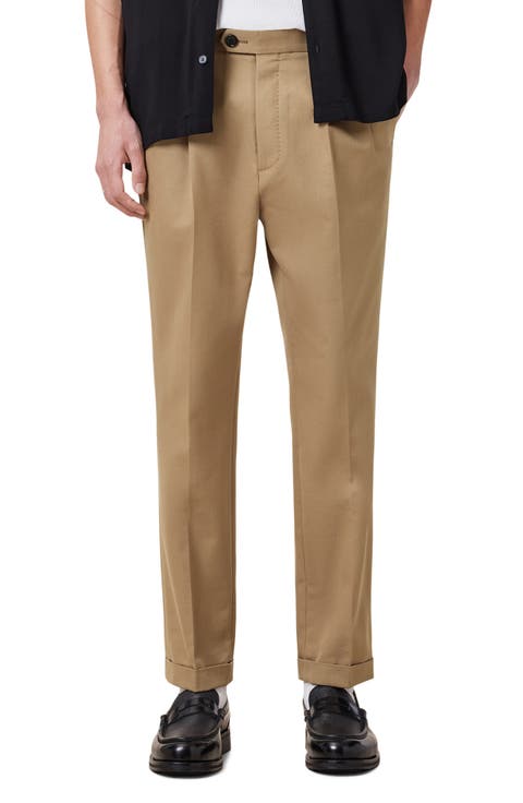 Tallis Pleated Cuff Hem Cotton & Wool Blend Pants