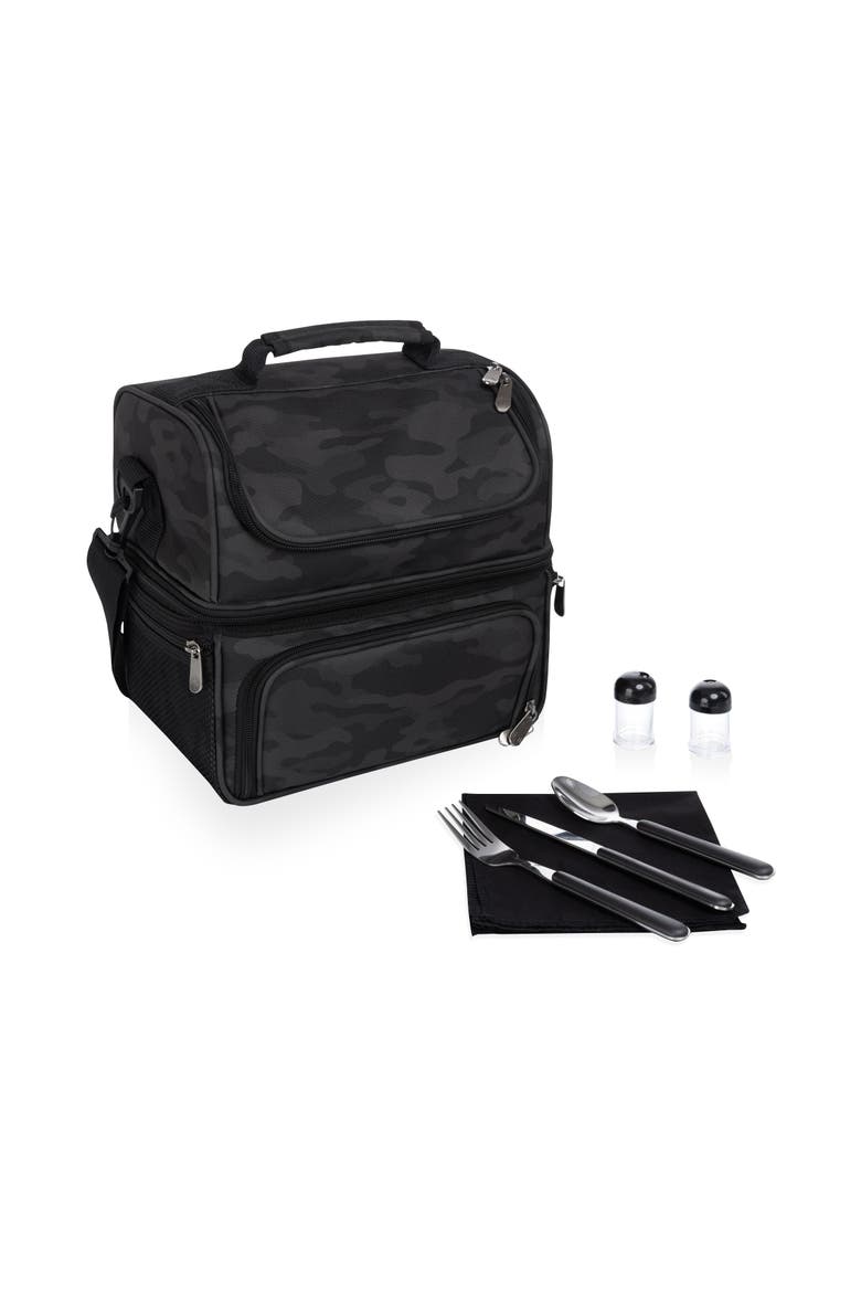 Pranzo Lunch Bag Cooler with Utensils, Main, color, Black Camo
