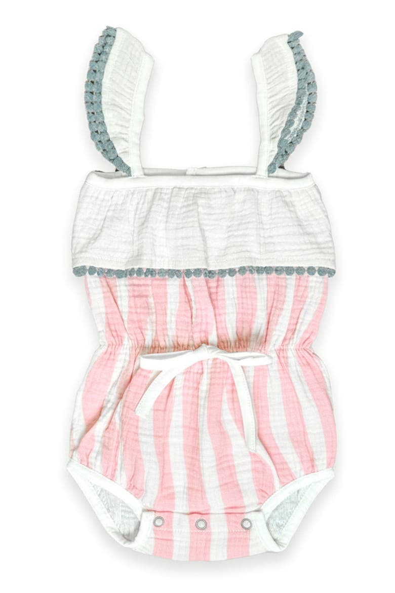 Willa Cotton Bubble Romper, Main, color, Pink Stripe