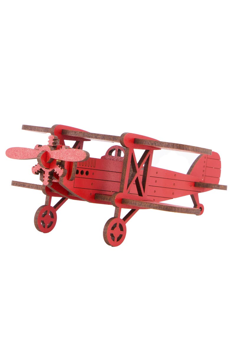 Little & Wood Woodlet Biplane, 3D Wooden Vehicle Puzzle Kit, Ages 6+, Alternate, color, Multicolored