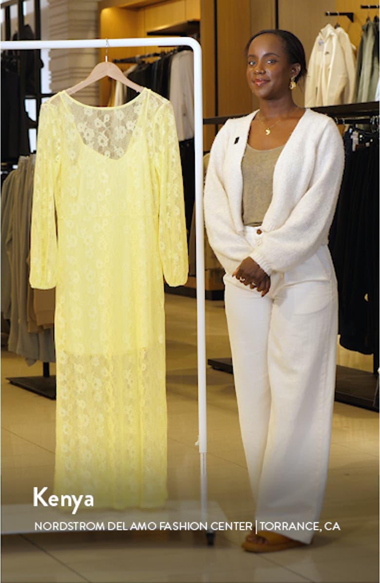 Sheer Lace Long Sleeve Maxi Dress, sales video thumbnail