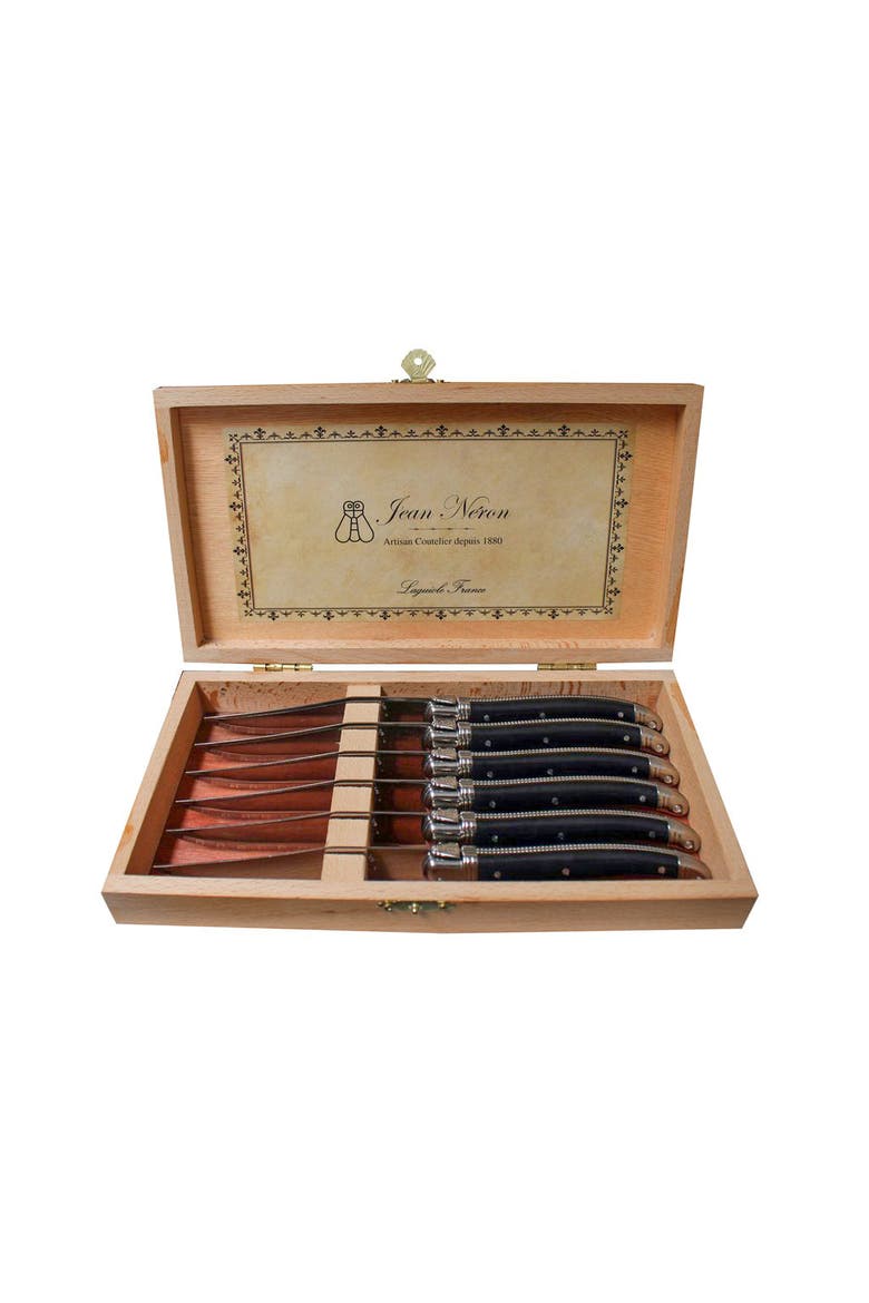 6 Piece Steak Knife Set in Wood Presentation Box, Main, color, Natural