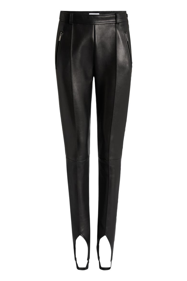 Lambskin Trousers with Stirrup, Alternate, color, black