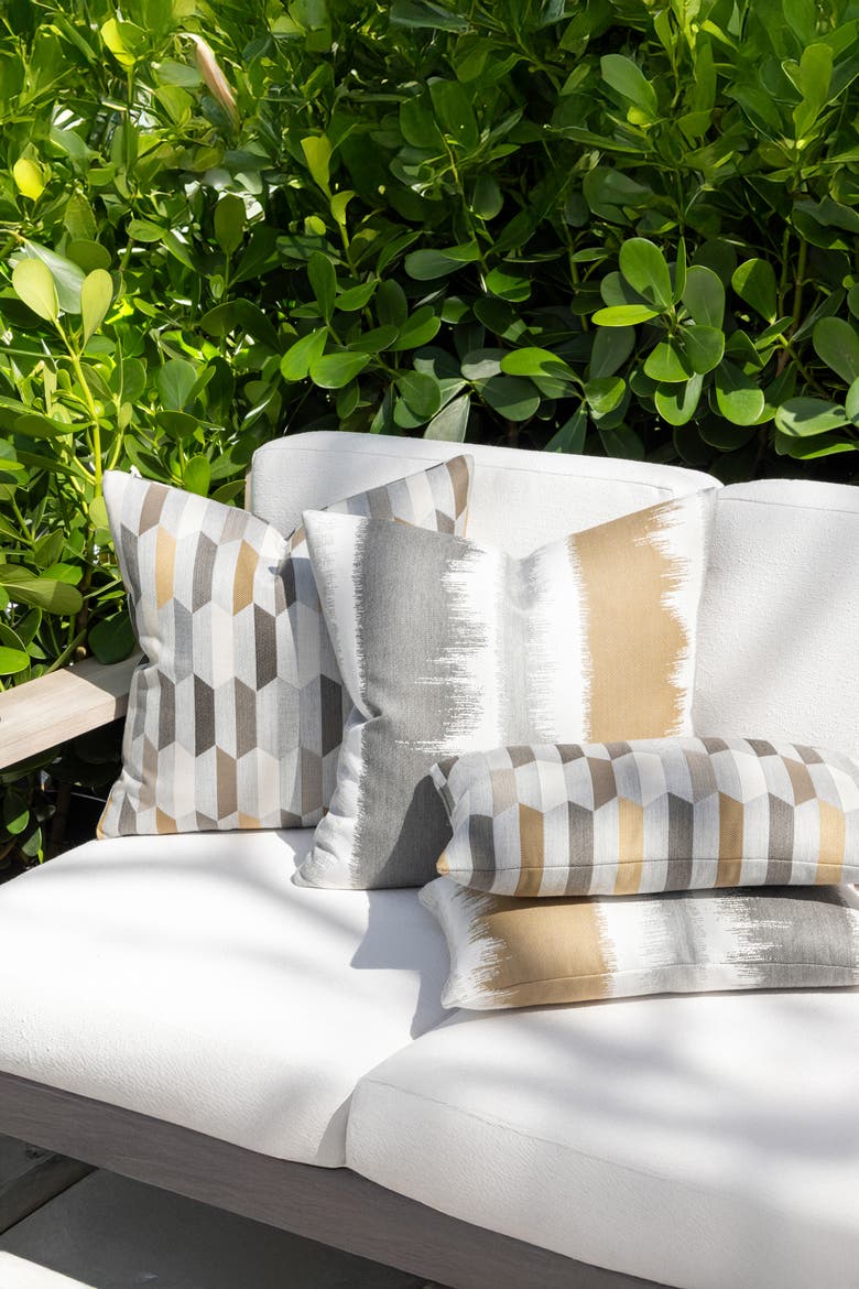 Chiseled Camel Jacquard Indoor & Outdoor Woven Accent Pillow, Alternate, color, Camel
