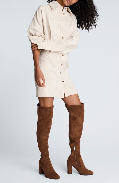 Kenneth Cole Stripe Long Sleeve Shirtdress In Neutral