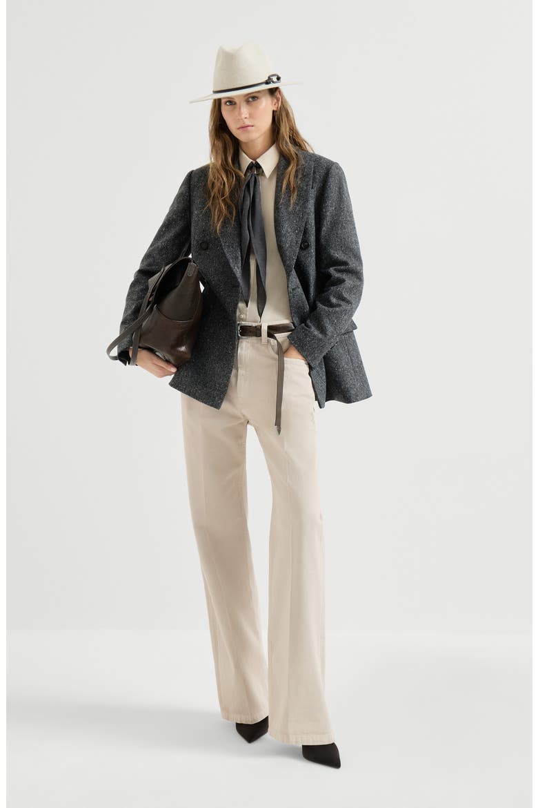 Virgin wool donegal blazer with monili, Alternate, color, Anthracite