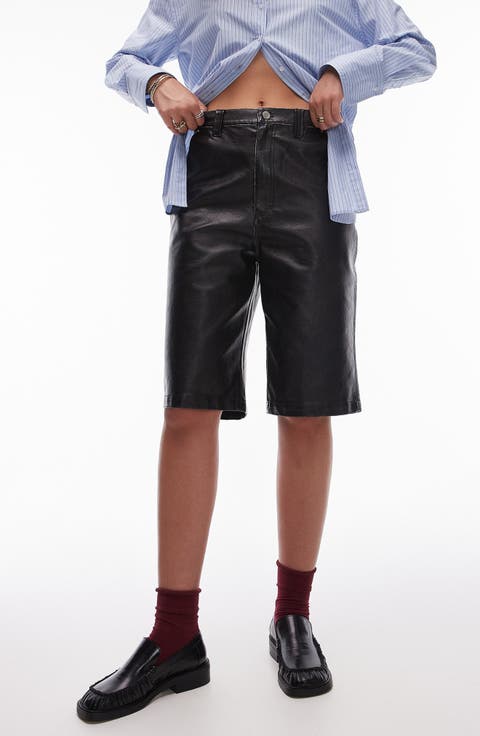 Awkward Length Faux Leather Shorts