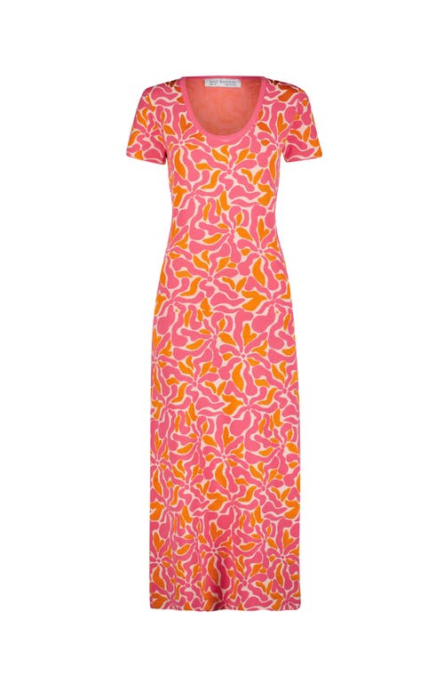 Mac Duggal Women's Floral Scoopneck Knit Midi-dress In Hot Pink Multi