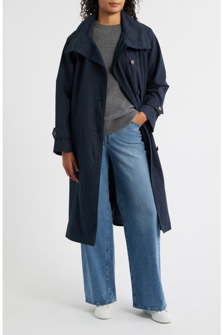 Cotton Blend Trench Coat, Alternate, color, NAVY