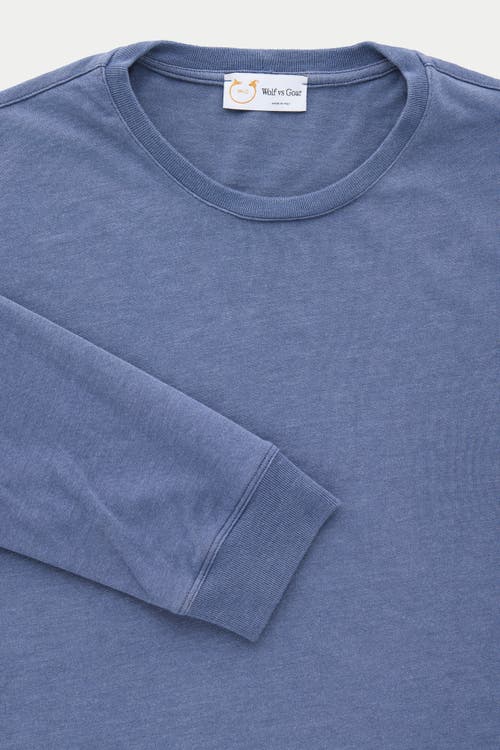Wolf Vs. Goat (wvg) Long Sleeve Heavyweight Jersey Crewneck In Blue