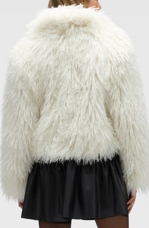 Nvlt Shaggy Faux Fur Crop Jacket In White