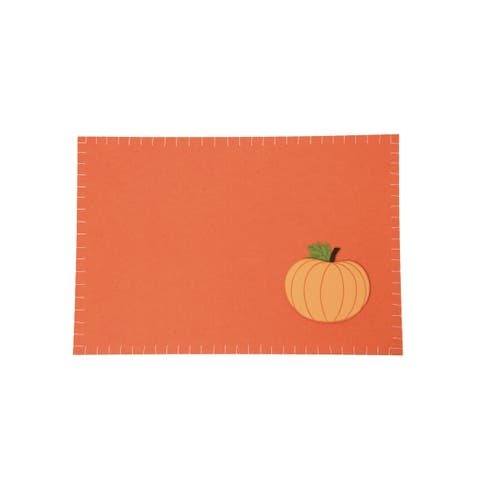 Felt Harvest Pumpkin Placemats Set of 6, 12" x 18"