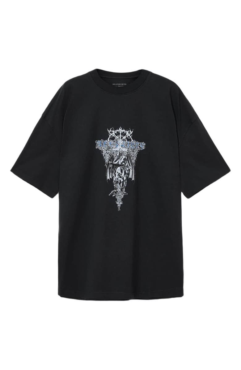 AllSaints Swords Oversize Cotton Graphic T-Shirt, Alternate, color, Washed Black