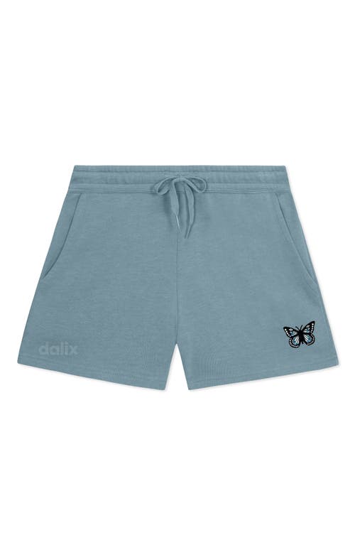Dalix Womens Butterfly Midweight Washed Fleece Shorts In Blue