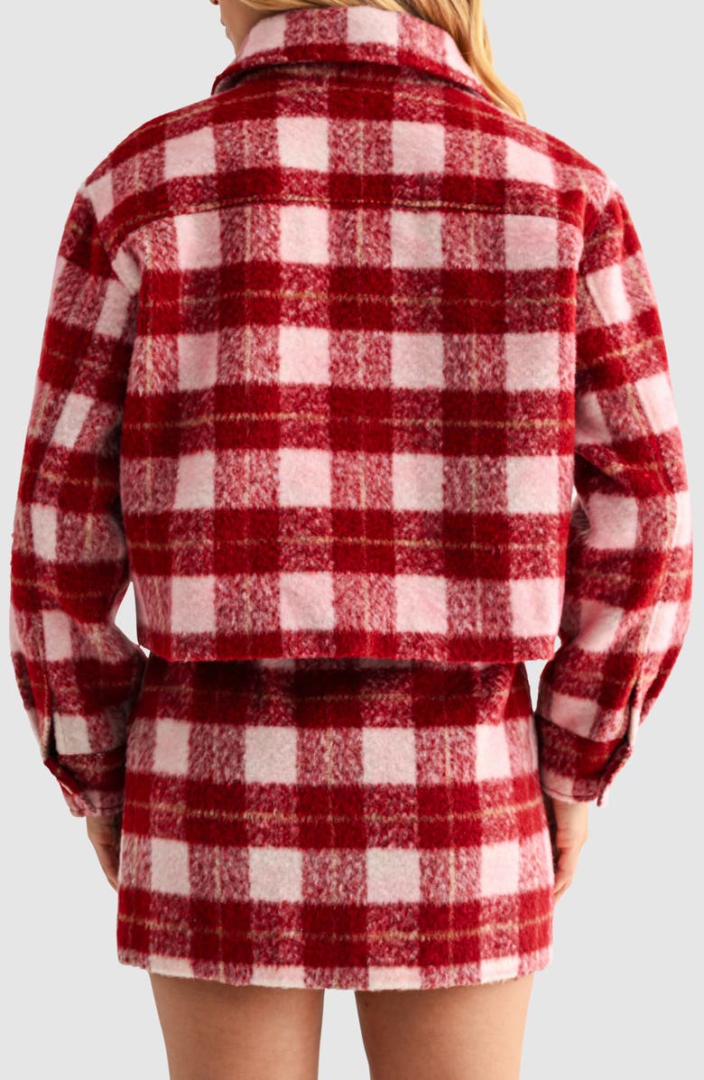 All in Favor Plaid Crop Jacket, Alternate, color, Burgundy Plaid