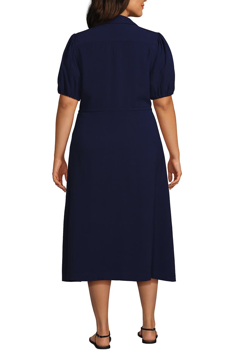 Lands' End Twill Button Front Fluid Short Sleeve Dress, Alternate, color,