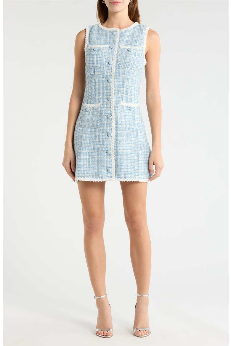 Elviane Tweed Minidress, Main, color, LIGHT-BLUE