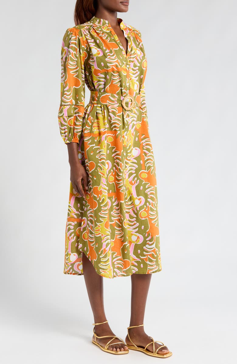 Poupette St Barth Cathy Abstract Print Long Sleeve Cotton Cover-Up Shirtdress, Alternate, color, 