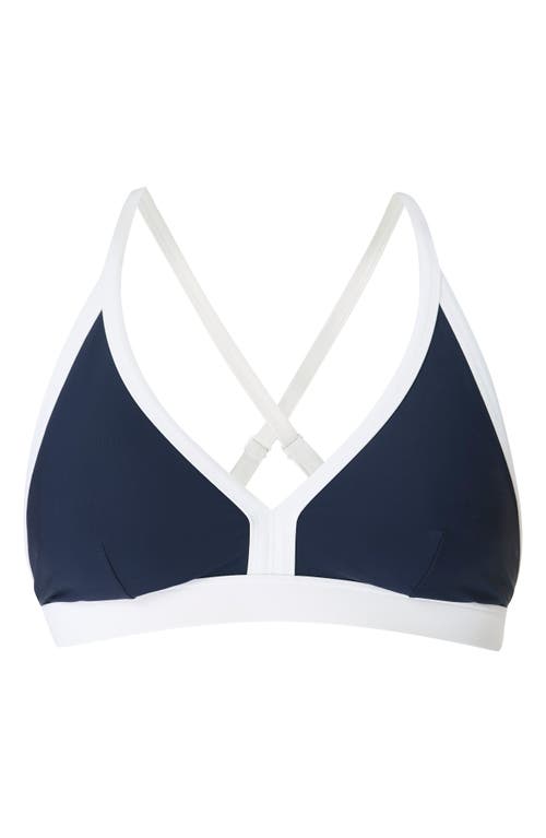 Shop Sweaty Betty Core Racerback Bikini Top In Navyblue Lilywhite