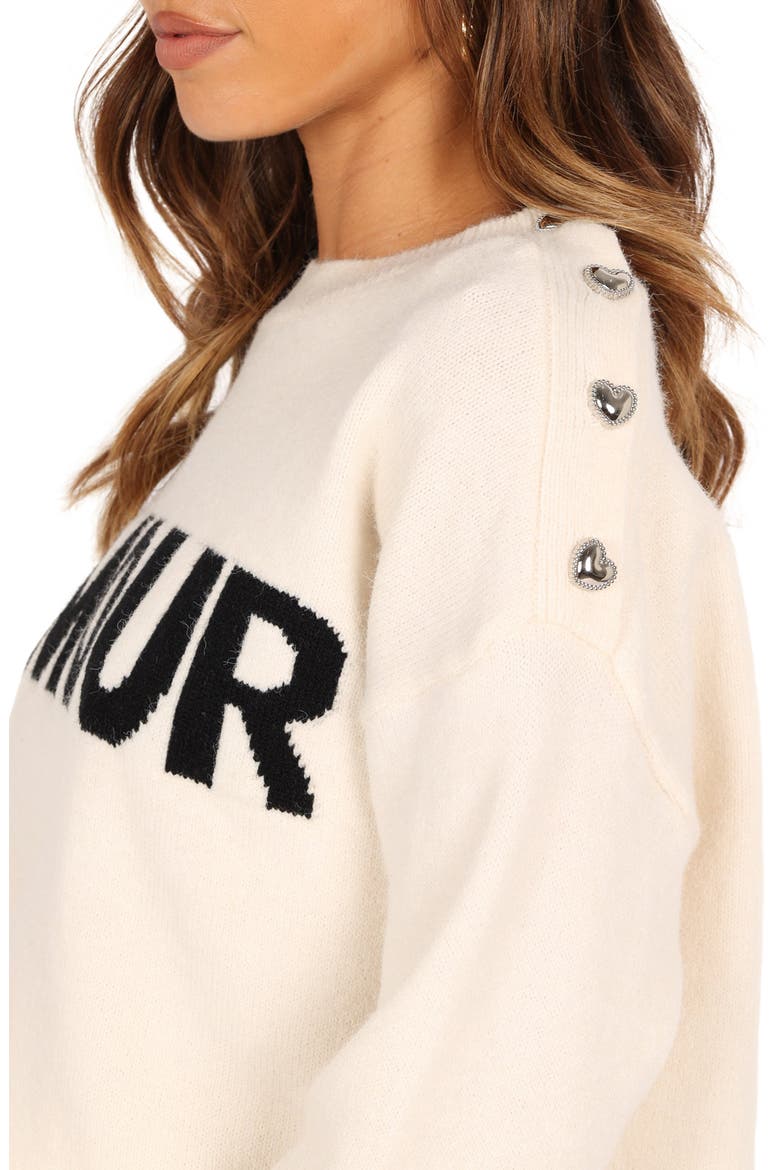 Amour Button Shoulder Sweater, Alternate, color, CREAM