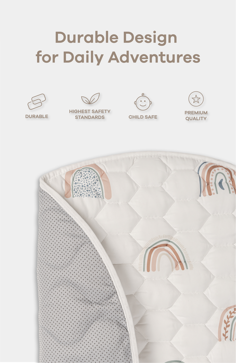 Comfy Cubs Premium Play Mat with Non-Slip Bottom, Square 56x56 inches, Alternate, color, Rainbow