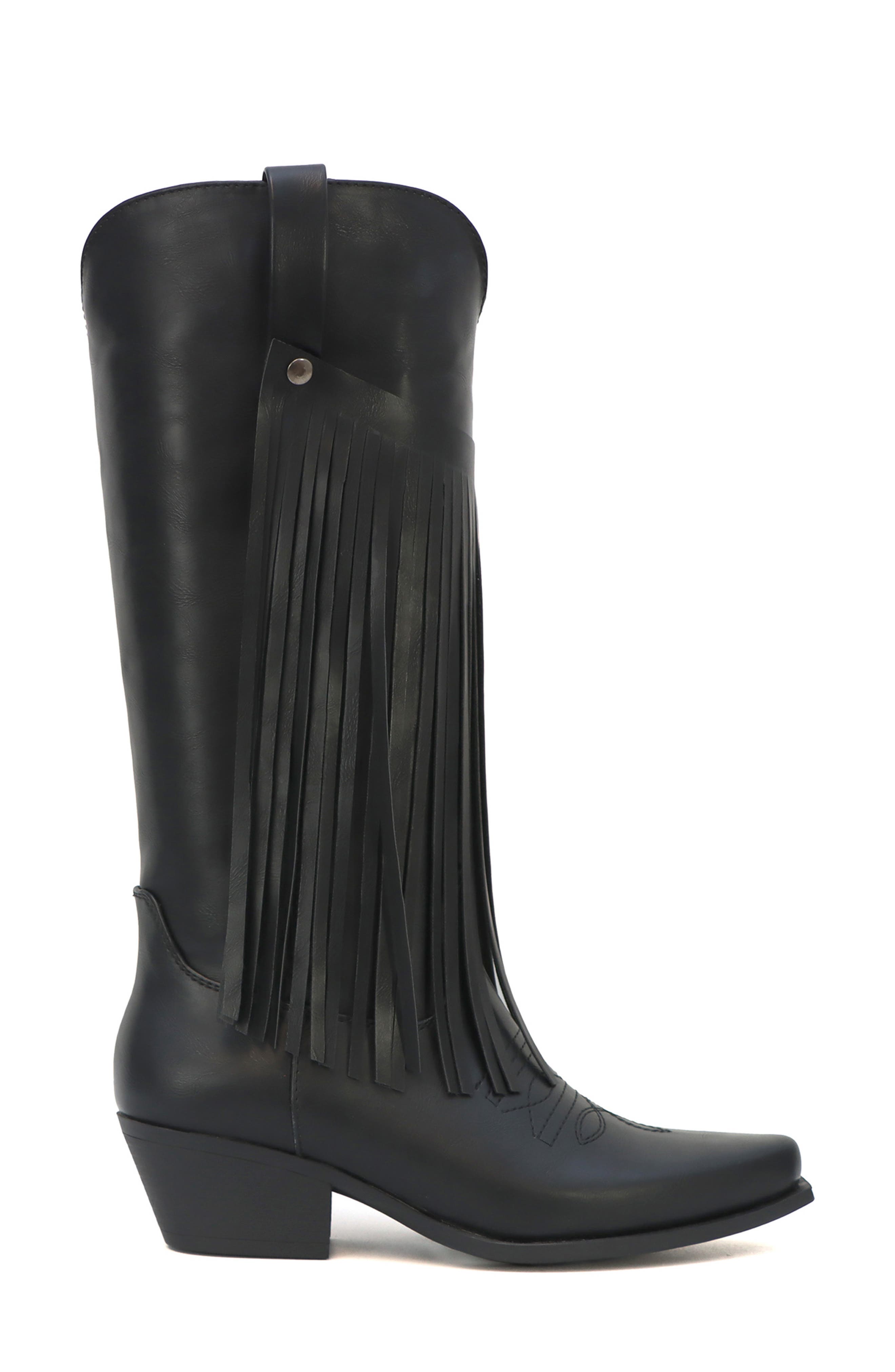 YOKI Avery Fringe Western Boot, Alternate, color, Black