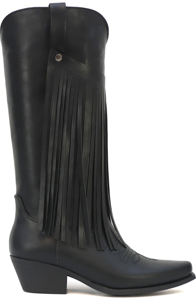 YOKI Avery Fringe Western Boot, Alternate, color, Black
