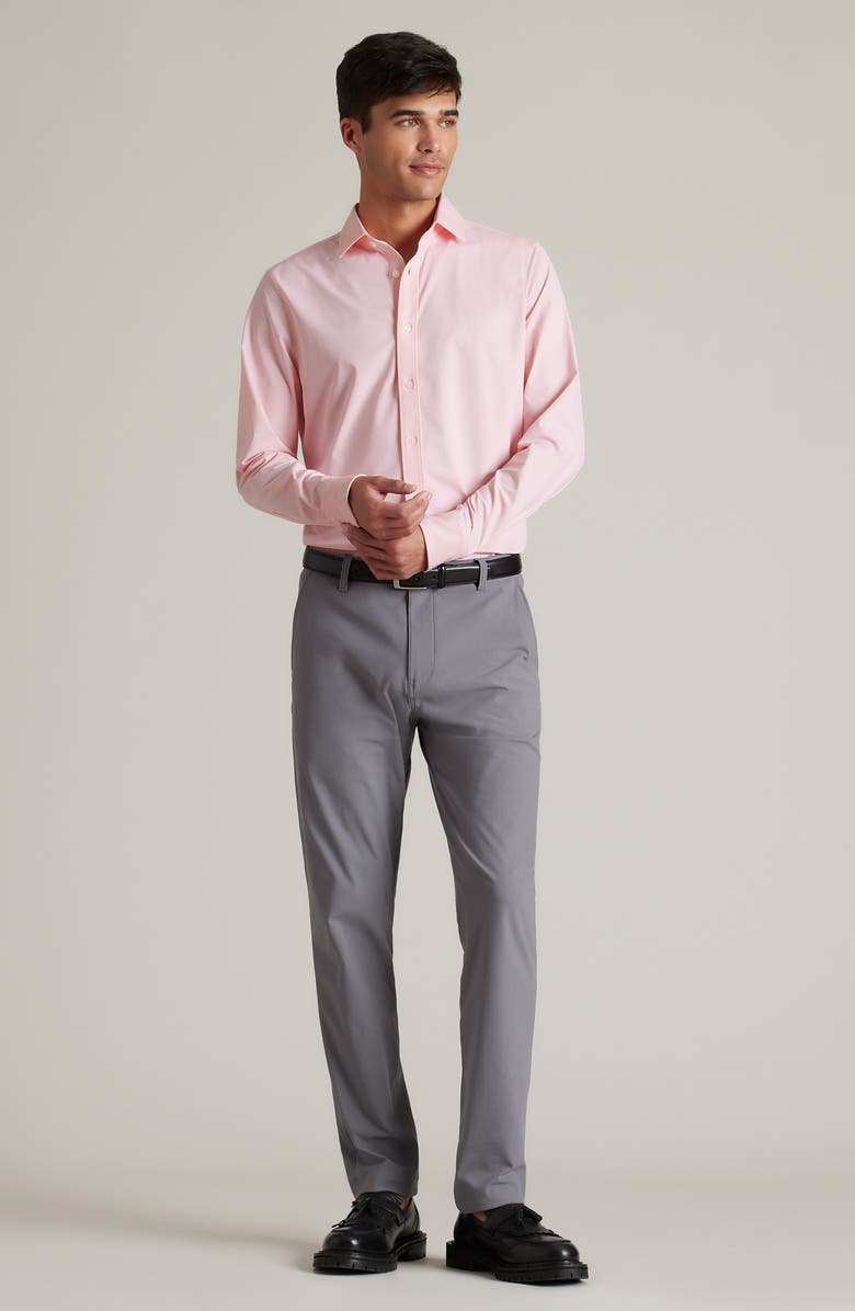 Rhone Commuter Semi Spread Collar Performance Button-Up Shirt, Alternate, color, Pink Mini Windowpane