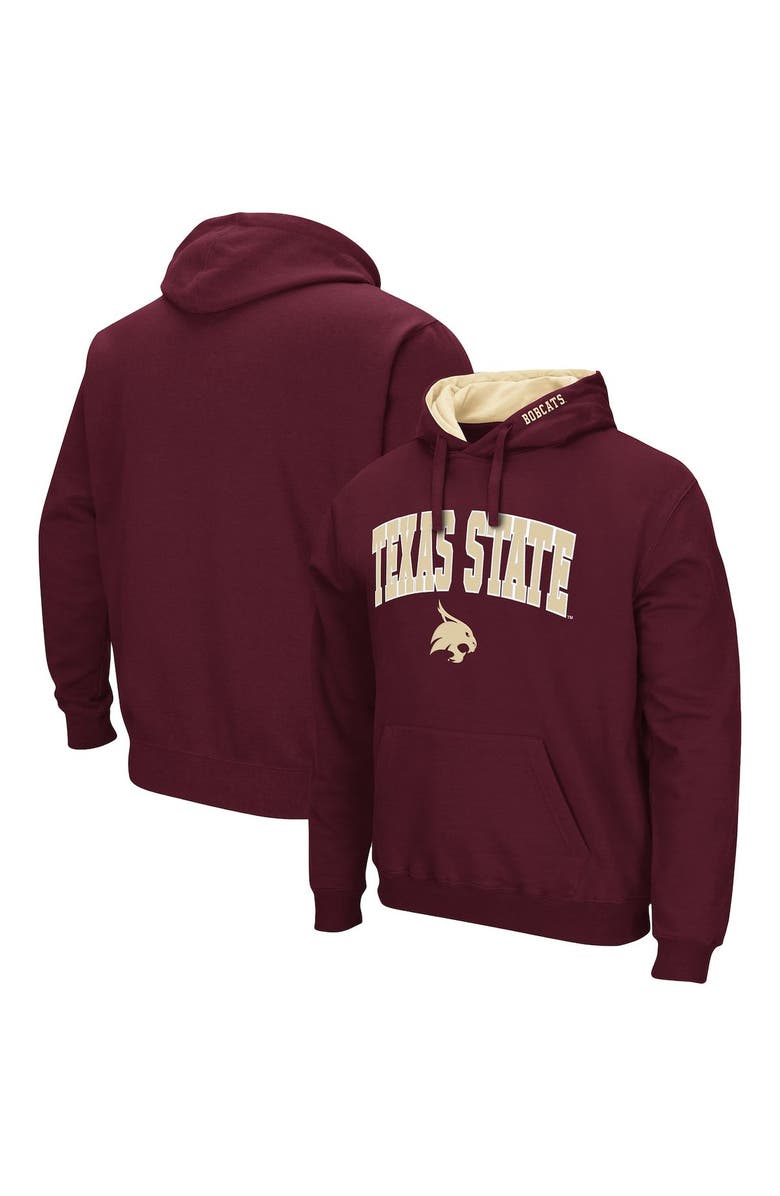 COLOSSEUM Men's Colosseum Maroon Texas State Bobcats Arch and Logo Pullover Hoodie, Main, color, Maroon