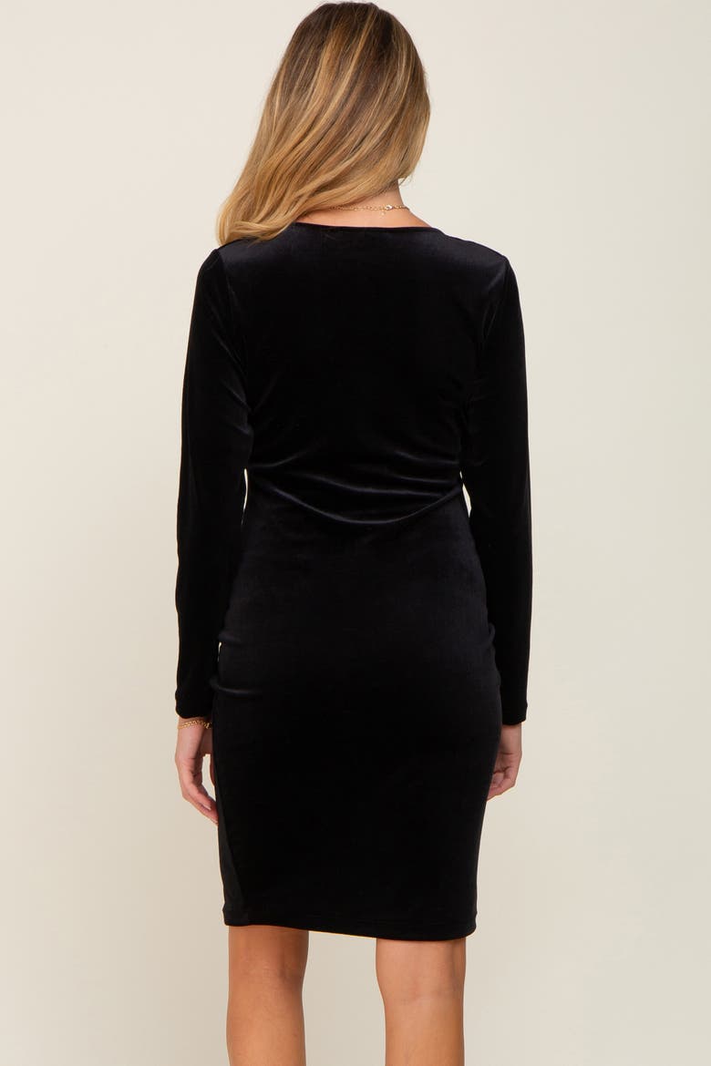 Velvet Long Sleeve Side Slit Dress, Alternate, color, Black