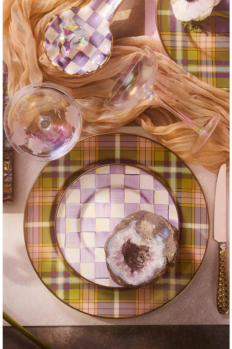 Tartan Violet Enameled Steel Charger Plate, Alternate, color, TARTAN VIOLET