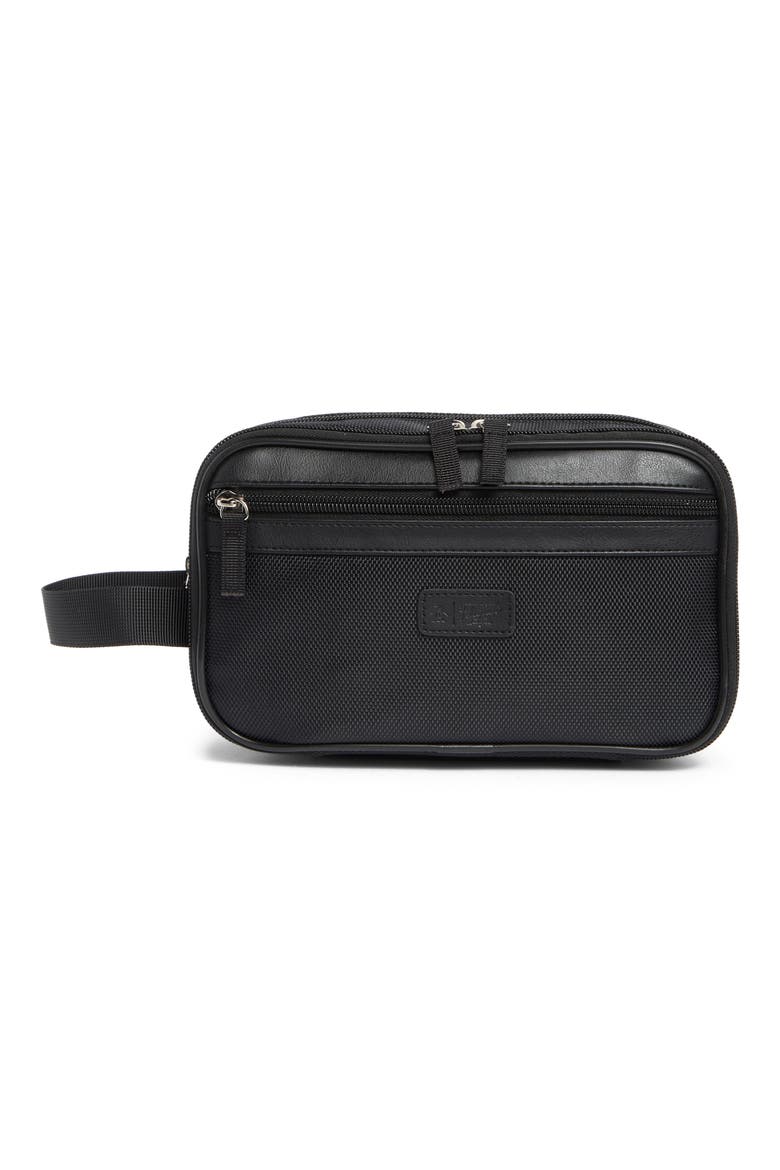 Nylon Double Zip Dopp Kit, Main, color, BLACK