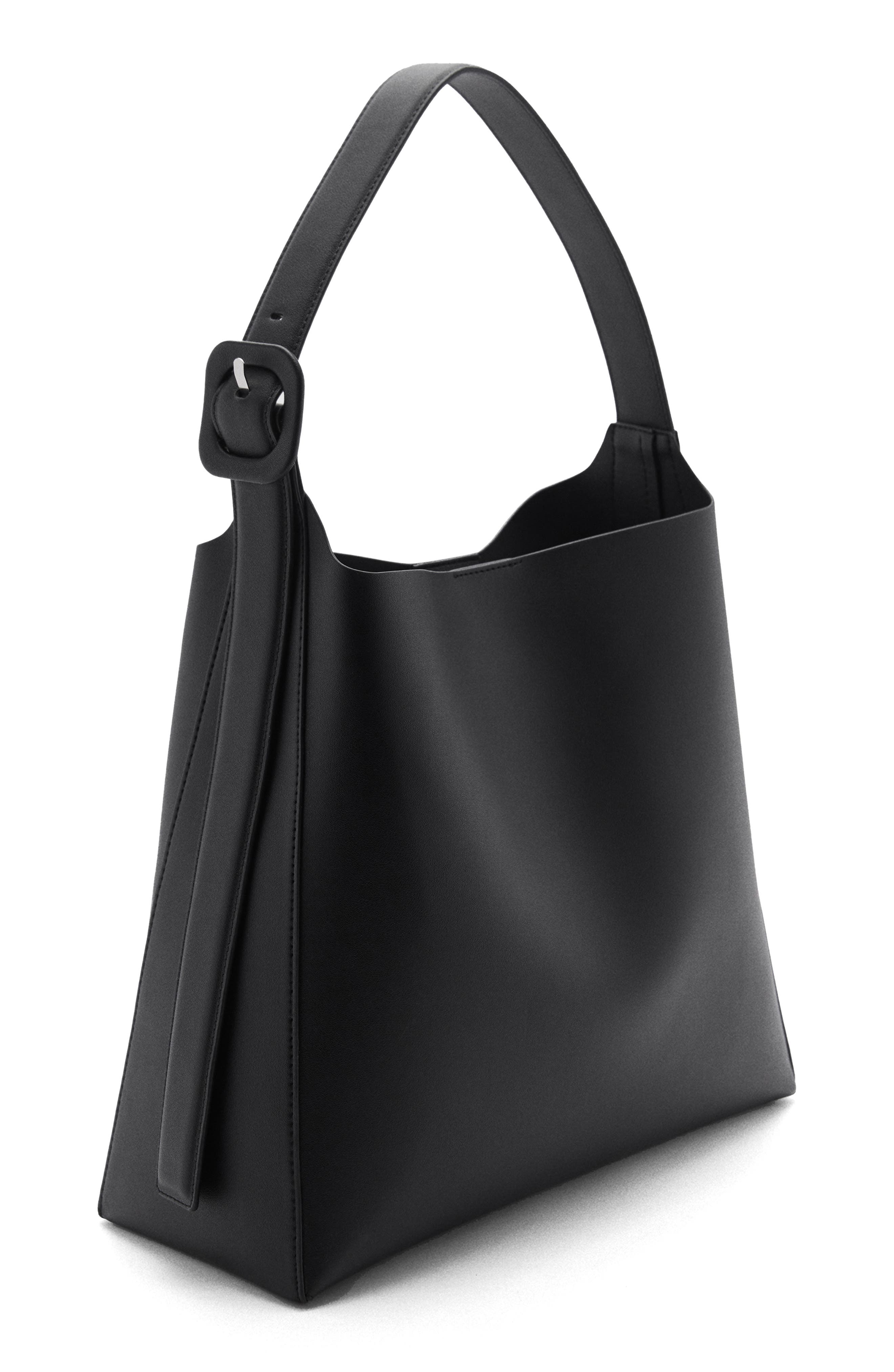 MANGO Buckled Faux Leather Shopper Bag, Alternate, color, 