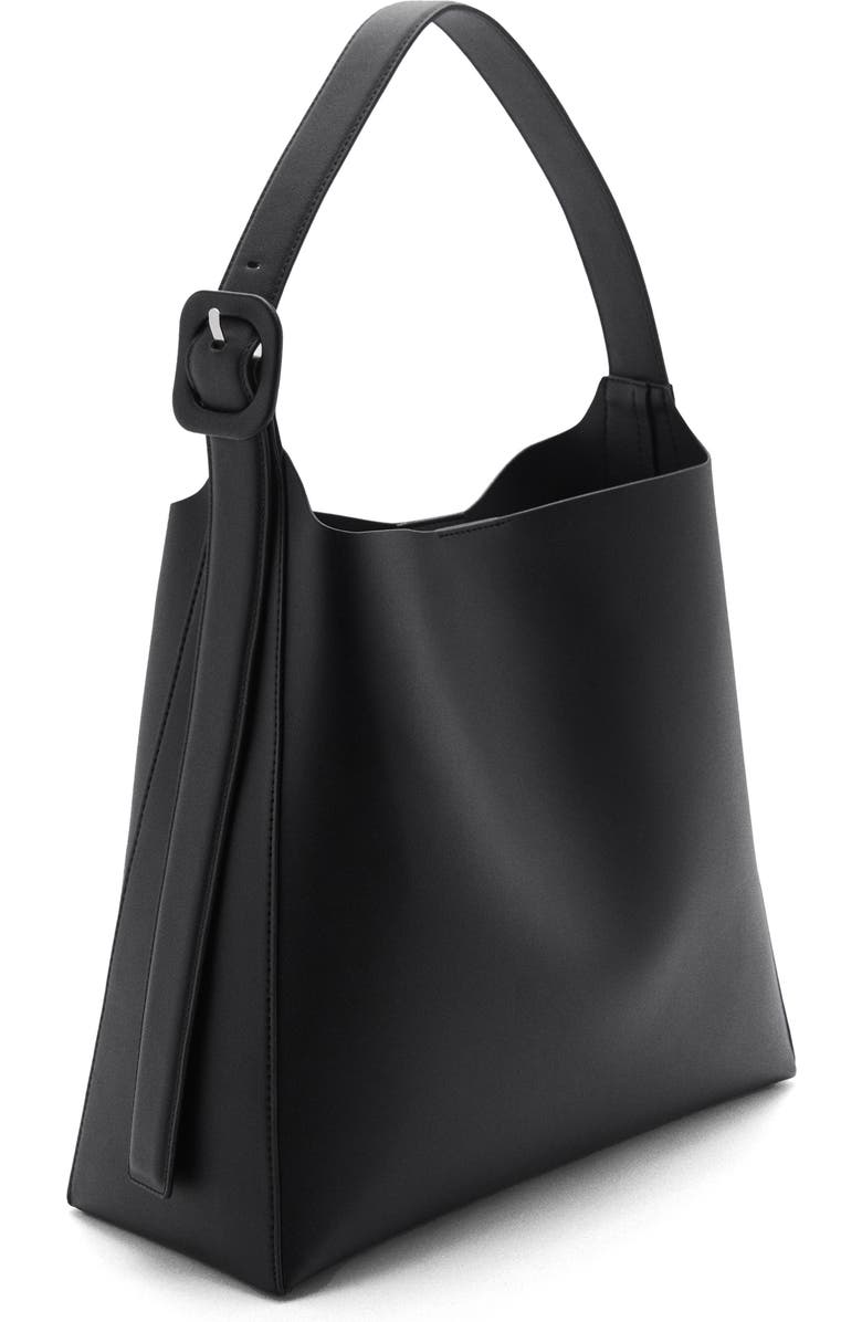 MANGO Buckled Faux Leather Shopper Bag, Alternate, color,