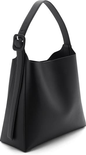 Buckled Faux Leather Shopper Bag