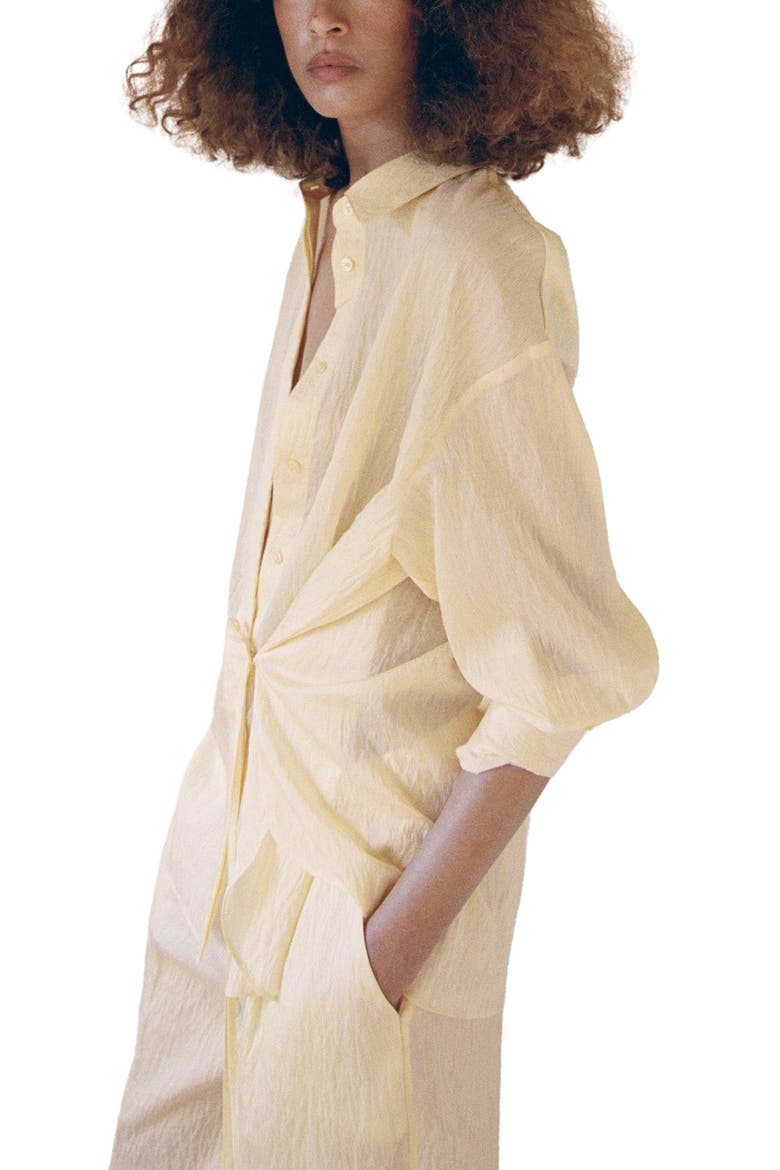 Limonce Side Tie Button-Up Shirt, Main, color, YELLOW