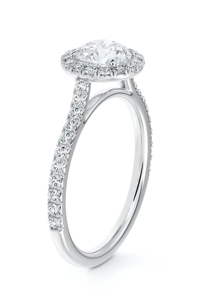De Beers Forevermark Center of My Universe<sup>®</sup> Round Halo Engagement Ring with Diamond Band, Main, color, 