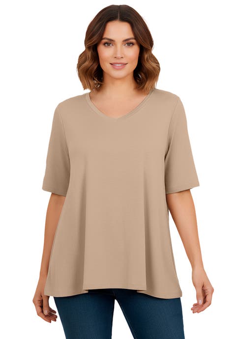 Stretch Knit V-Neck Swing Tunic (Plus)