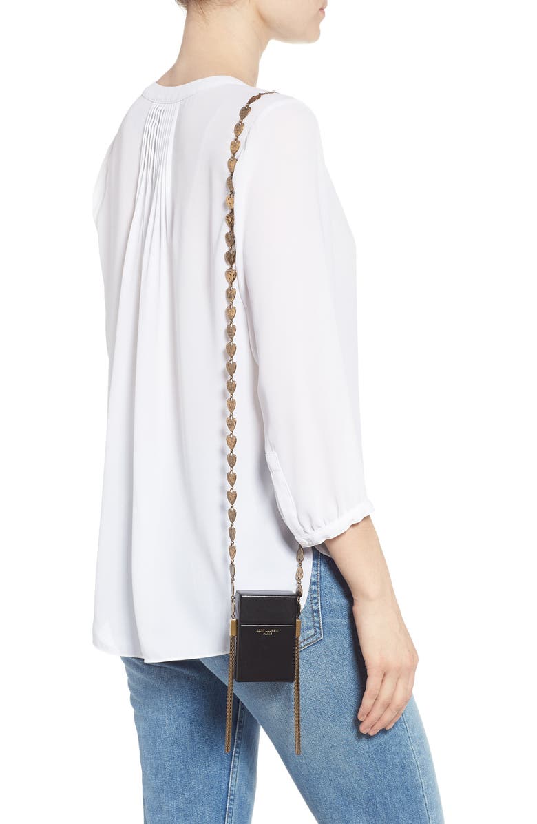 Saint Laurent Smoking Leather Minaudière, Alternate, color,