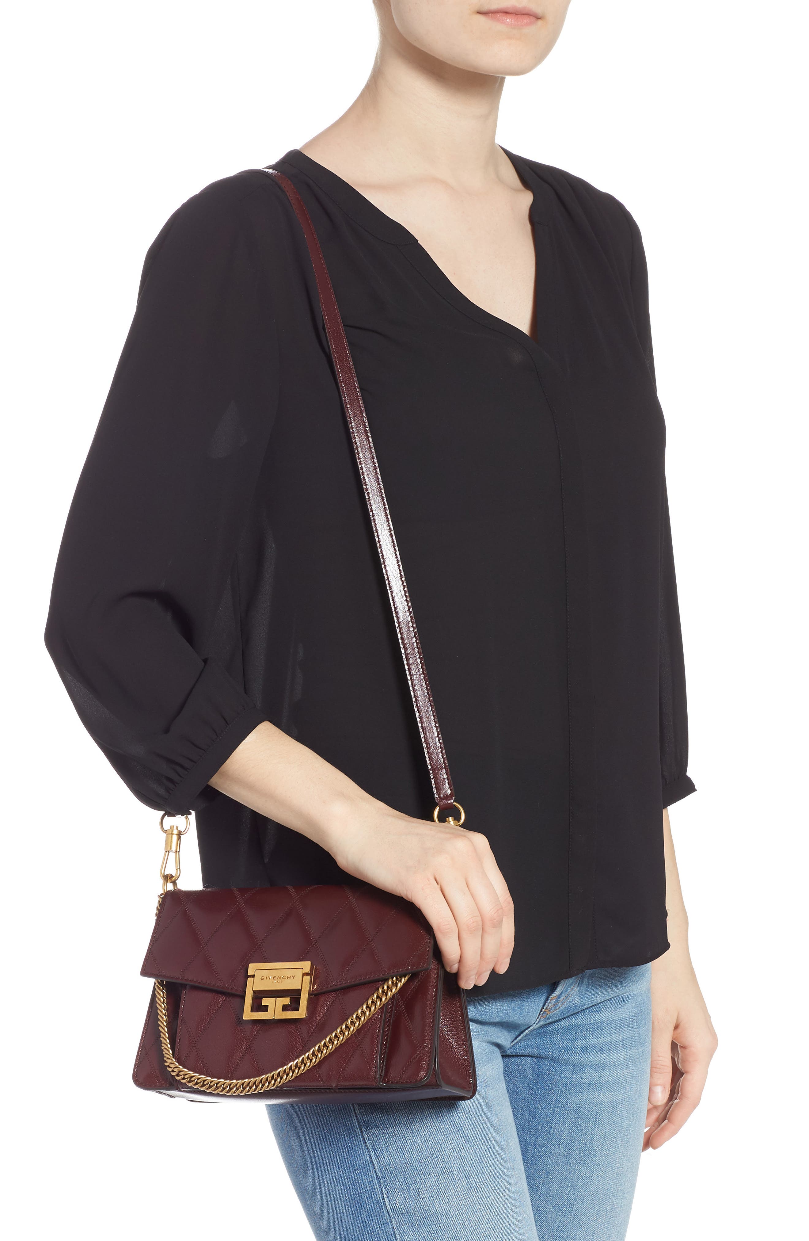 Small GV3 Diamond Quilted Leather Crossbody Bag, Alternate, color, AUBERGINE