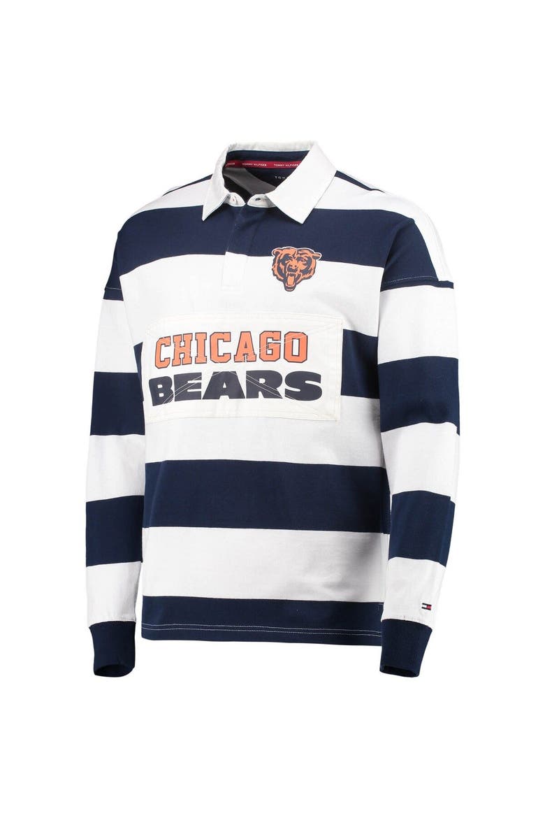 Men's Tommy Hilfiger Navy/White Chicago Bears Varsity Stripe Rugby Long Sleeve Polo, Alternate, color, Navy