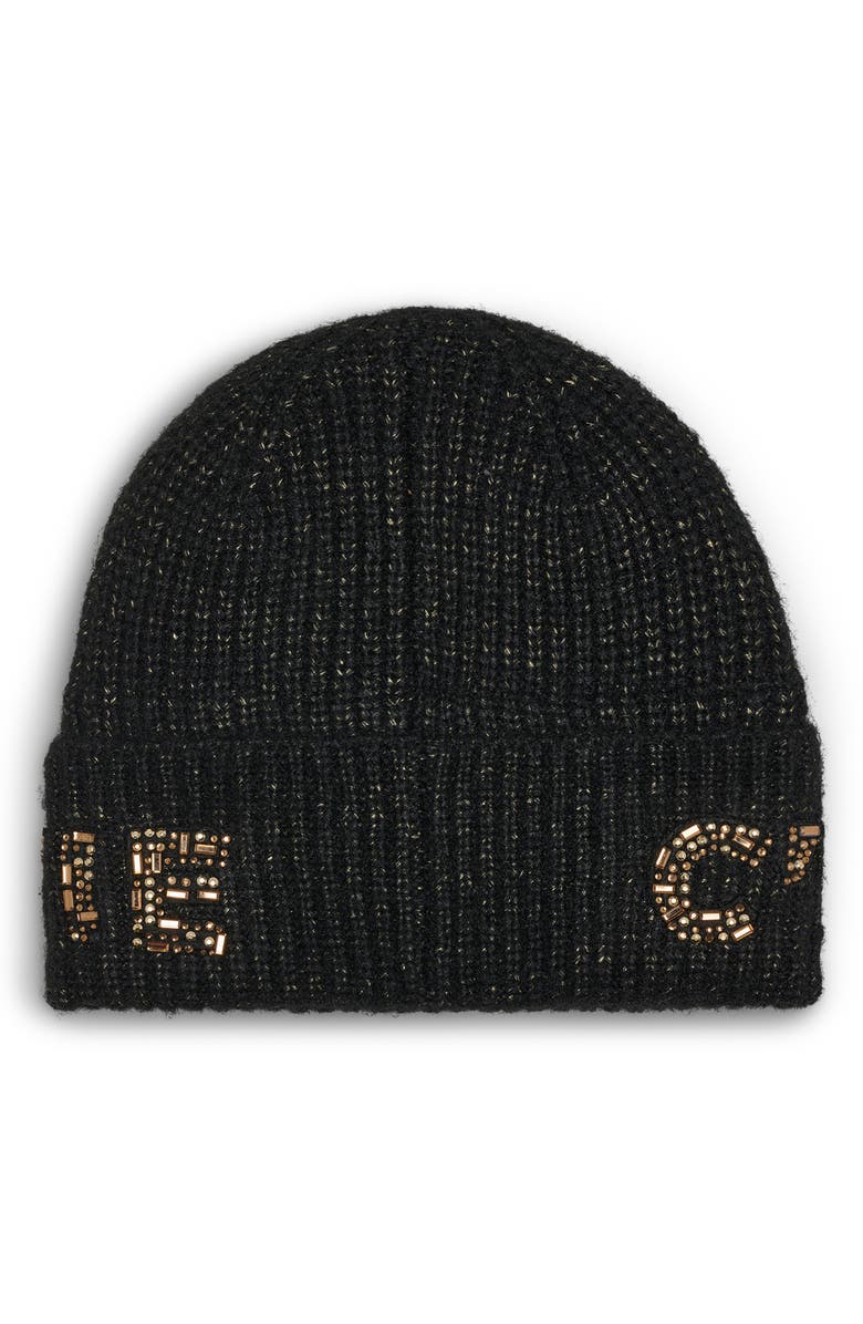 KARL LAGERFELD PARIS C'est La Vie Beanie, Alternate, color, Black