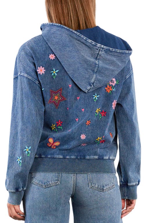 Billy T Sketchbook Embroidered Zip-up Graphic Hoodie In Blue