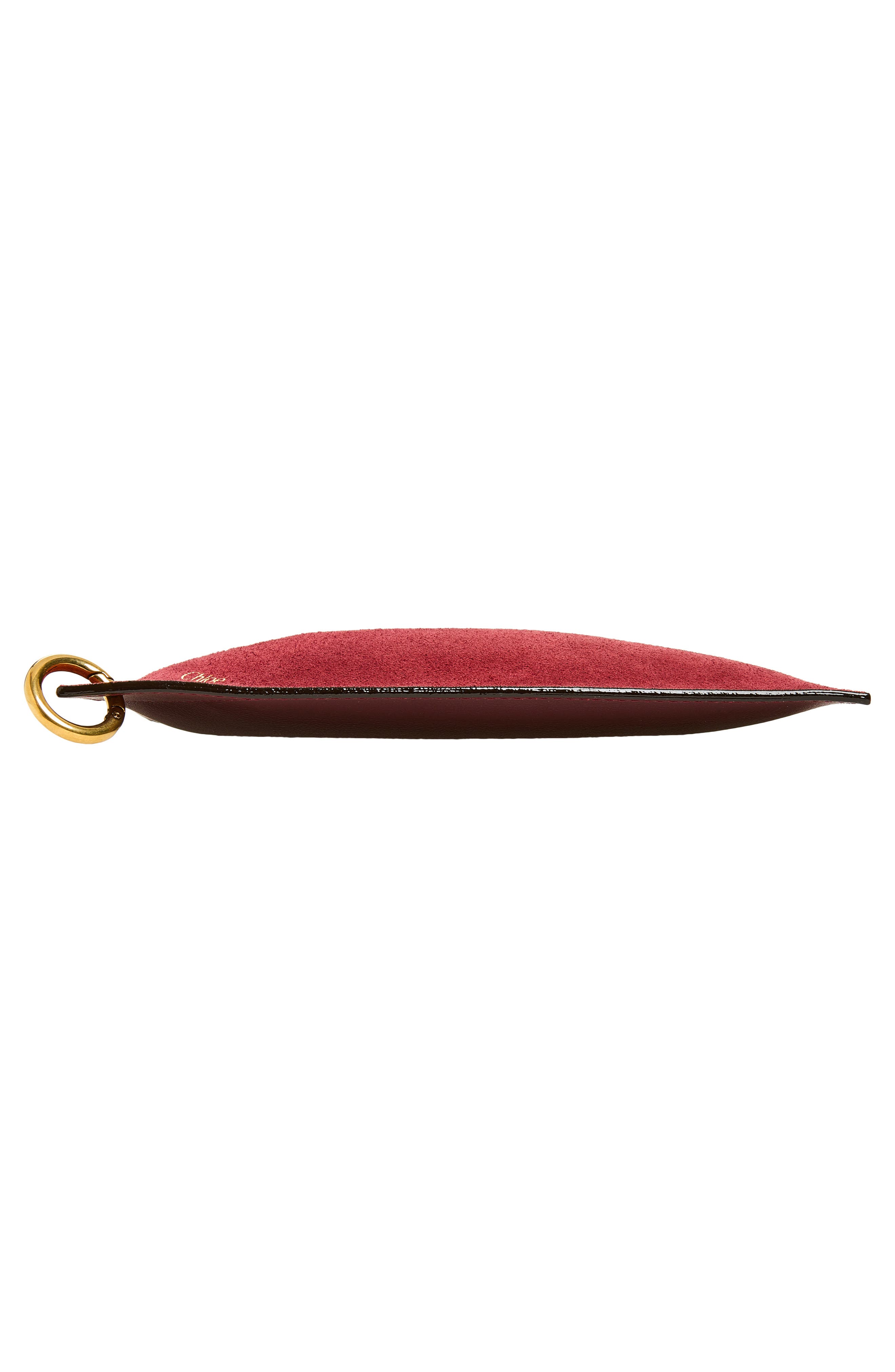Spin Suede & Leather Zip Pouch, Alternate, color, BURNT RED