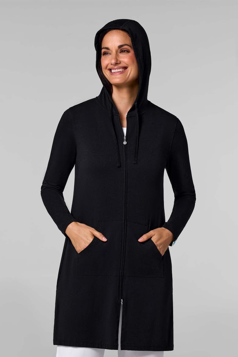 Women's Cabana Long Zip-Up Hoodie, UPF 50+ Sun Protection, Alternate, color, Black