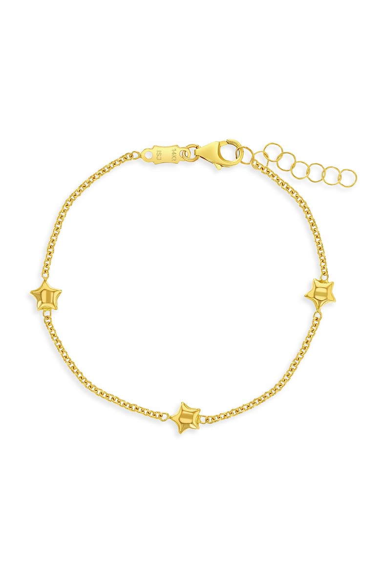 14k Polished Puffed Stars Bracelet, Main, color, Gold