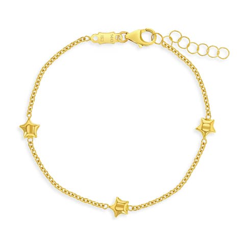 14k Polished Puffed Stars Bracelet